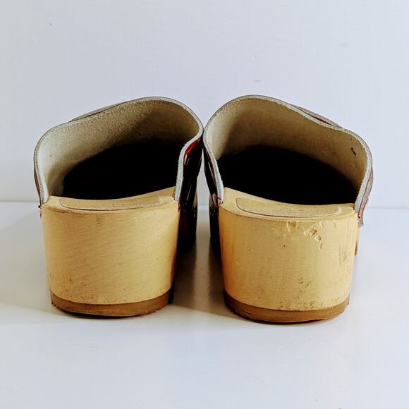 Verka Polka Dot Clogs 40 Red White Slip On Wood Platform Retro Aesthetic Chic - Picture 6 of 14